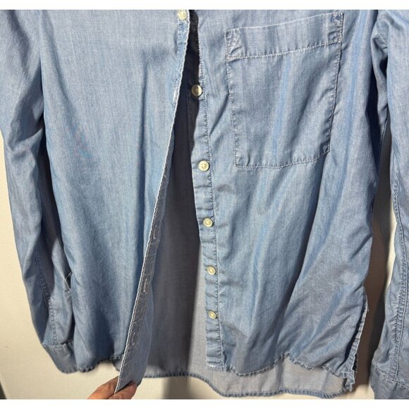 SO Womens Chambray Button Up Shirt XS Blue Lyocell Casual Lightweight - Picture 5 of 13